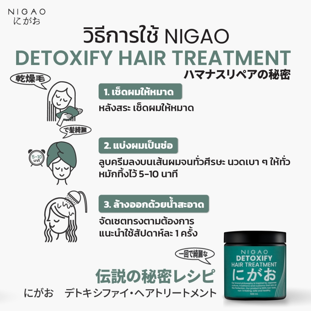 แท้พร้อมส่ง○ NIGAO Detoxify Hair Treatment 1000ml ทรีทเมนท์ นิกาโอะ ดีทอคซิไฟ แฮร์ ทรีทเม้นท์