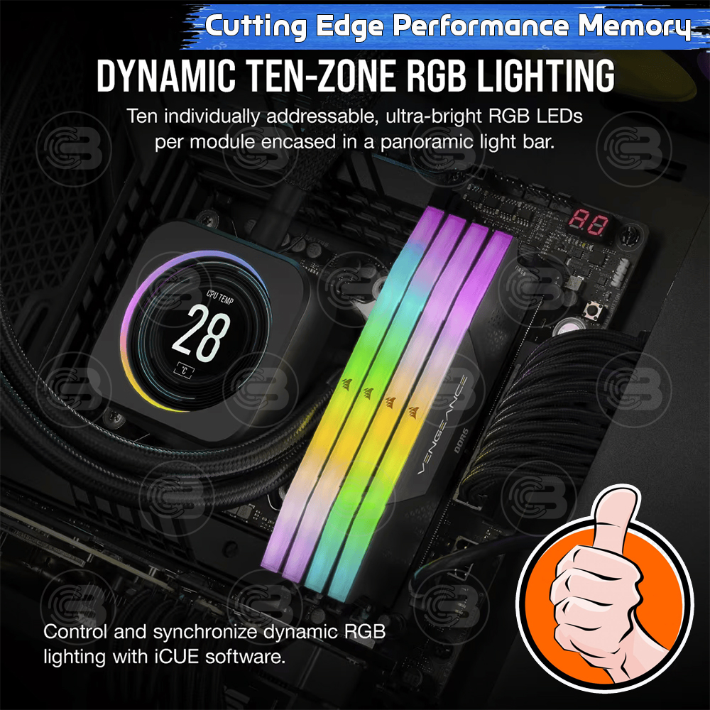 [CoolBlasterThai] CORSAIR VENGEANCE RGB Black 32GB (16GBx2) DDR5-5600 (For AMD) CL36-36-36 (LT-Warranty)