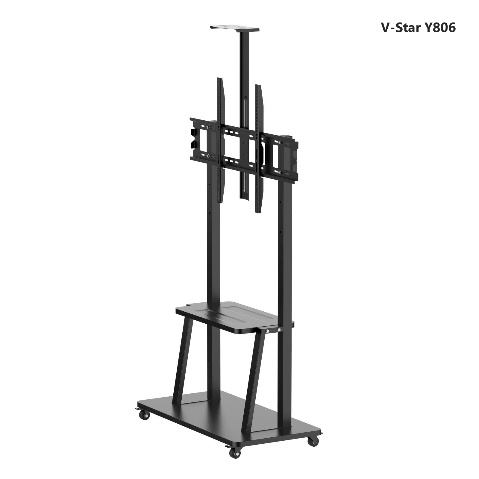V-Star Y806/BF-02 (Classic) ขาตั้งทีวีล้อเลื่อน 60 - 98 นิ้ว ไม่ก้ม-เงย / พร้อมชั้นวางดีวีดี และกล้องวีดีโอคอนเฟอร์เร้นซ์ / สีดำ, Max VESA 900x600 mm., Weight Capacity 100 Kg.(ส่งฟรีทั่วไทย)