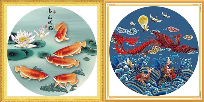 Fish & phoenix (เดี่ยว/คู่)(พิมพ์ลาย)