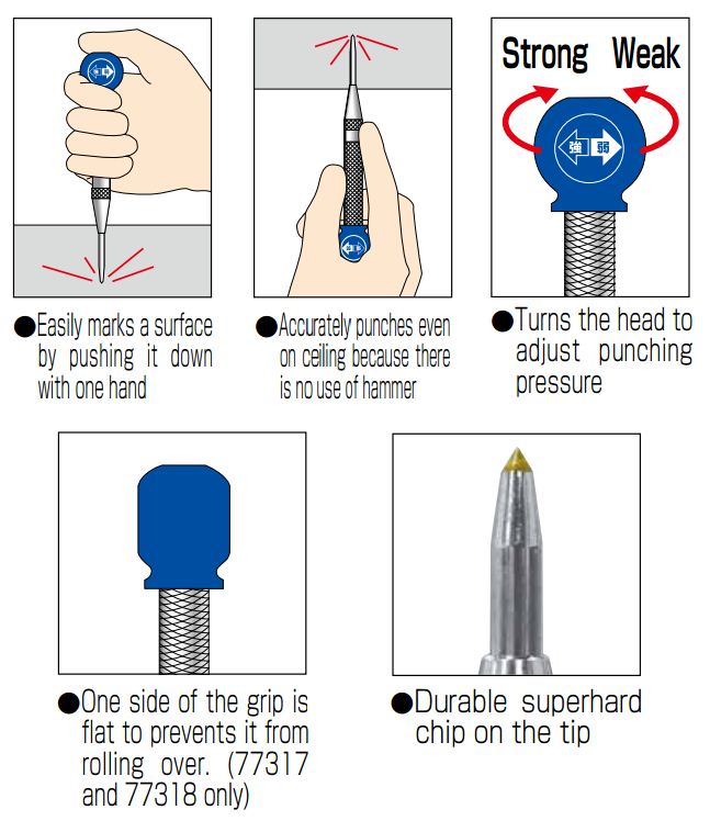 SHINWA Automatic Center Punch - เหล็กมารค์อัตโนมัติ - Boar Smith Shop | Quality Tool : Inspired by LnwShop.com