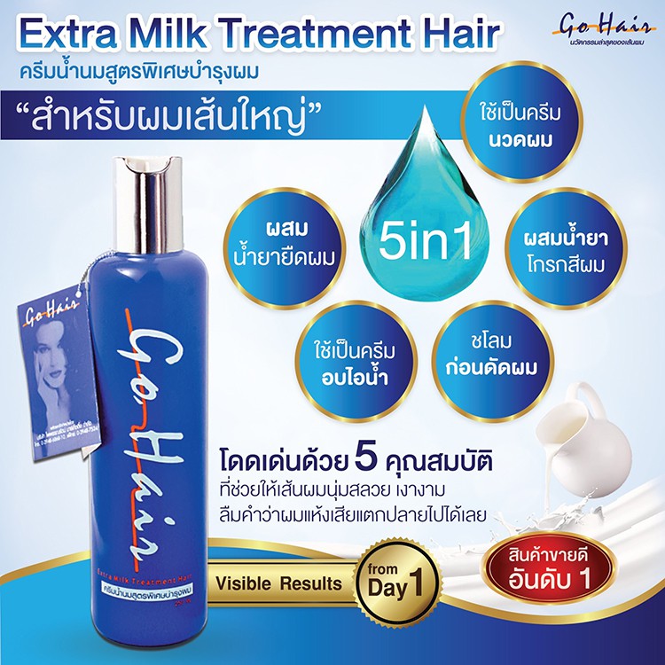 แท้พร้อมส่ง‣ Go Hair Extra Milk Treatment Hair 250ml ครีมนวด โกแฮร์ เอ็กซ์ตร้า มิลค์ ทรีทเม้นท์ แฮร์