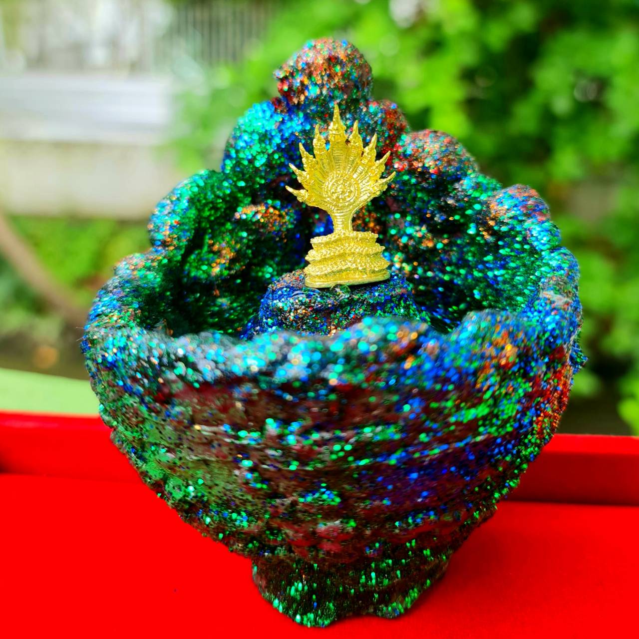 พญานาค 9เศียร 1องค์+ฐานรองถ้ำมรกต,หอยสังข์,ถ้ำภูลังกา ใส่น้ำได้ โชคลาภถูกเลขเบอร์ใหญ่ ปลุกเสกแล้ว แถมยันต์ลูกแก้ว