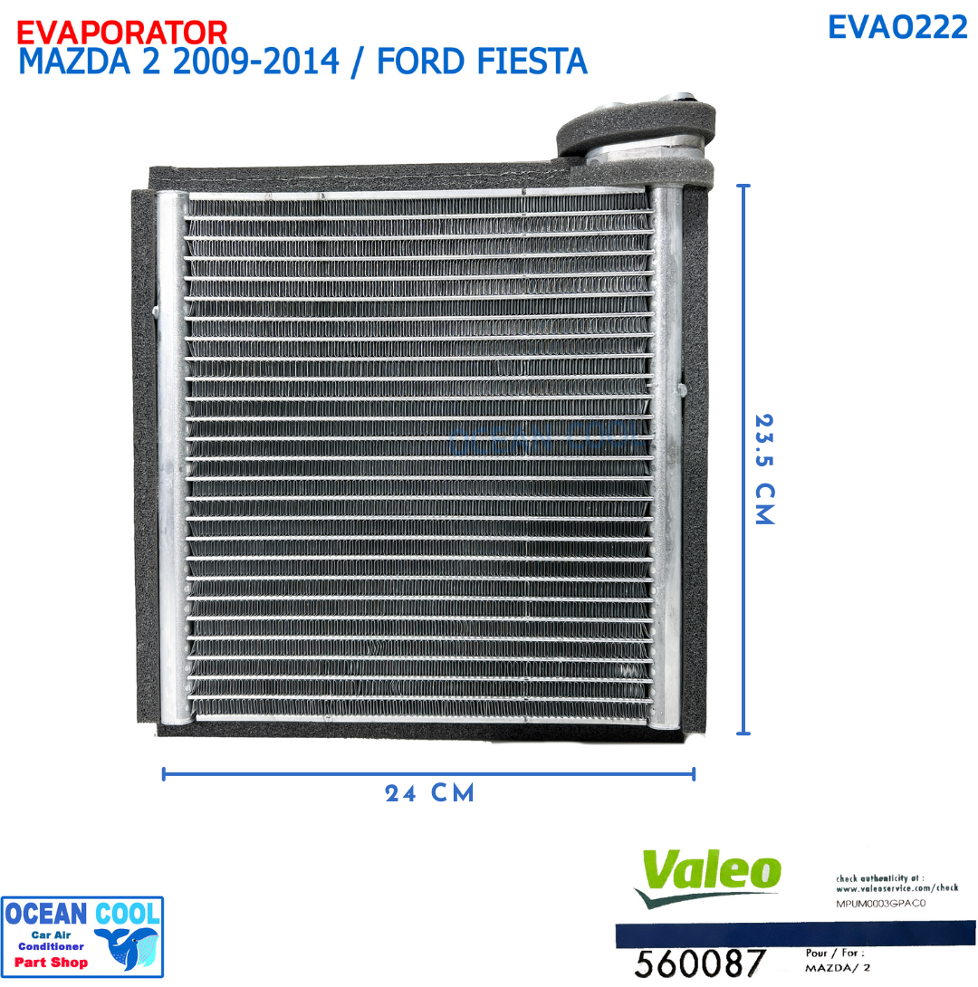คอยล์เย็น มาสด้า 2 ปี 2009 - 2014 , ฟอร์ด เฟียสต้า แท้ EVA0222 VALEO รหัส 560087 EVAPORATOR MAZDA 2 '09-'14 FORD FIESTA คอยเย็น วาลีโอ คอล์ยเย็น
