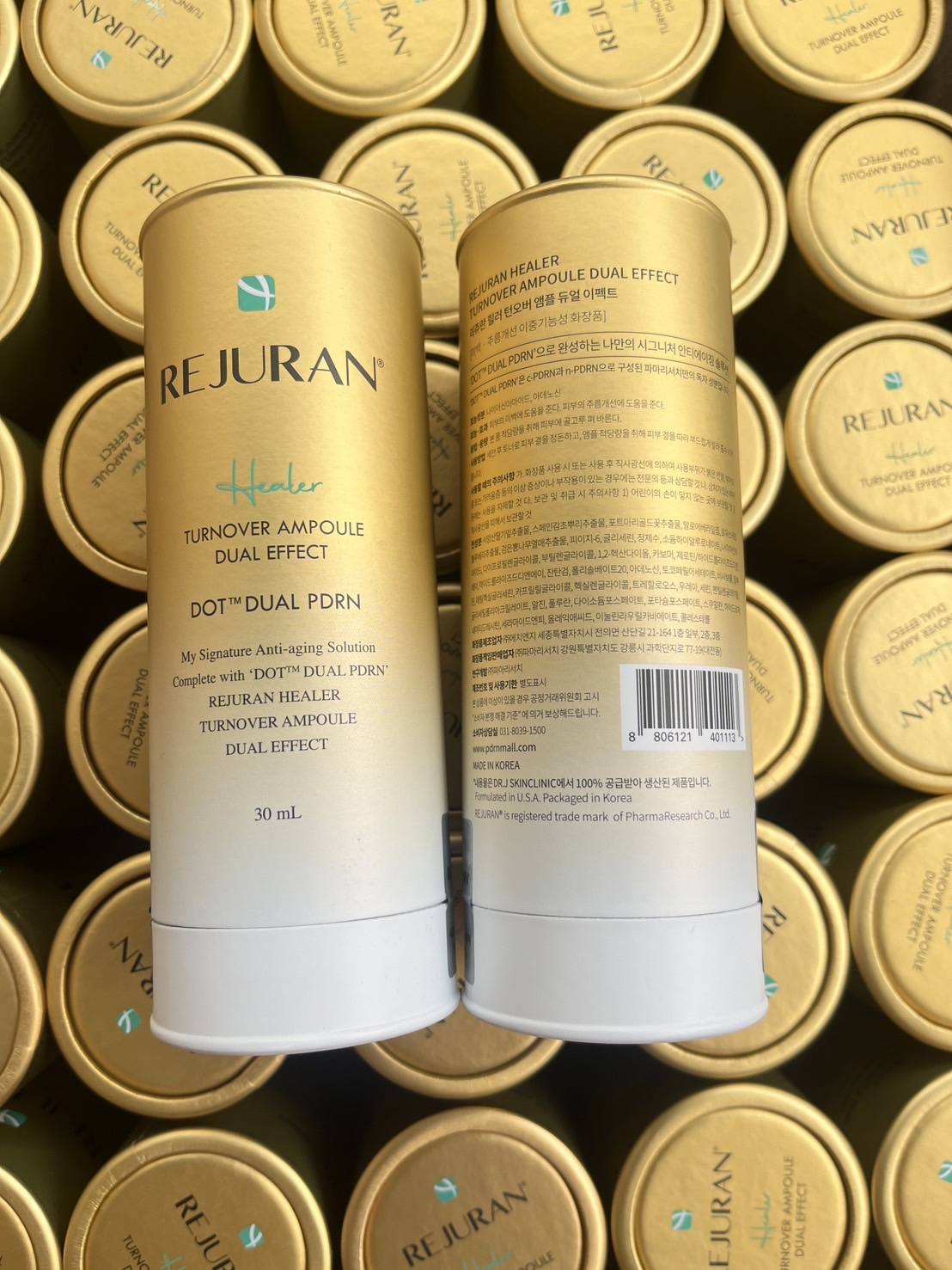 แพ็คเก็จทรงกลม เซรั่มเรจูรัน ขวดทอง REJURAN Healer Turnover Ampoule Dual Effect 30 ml. หิ้วเกาหลี (1ขวด)