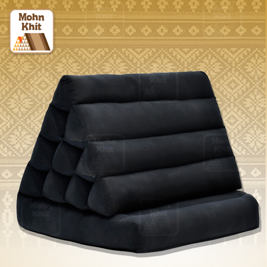 หมอนสามเหลี่ยมสีพื้น10 ช่องติดเบาะ 1 พับ 50x35x76Cm Tri-angle Khit kapok 100%Traditional Floor Cushions 10 holes with 1part of mattress.