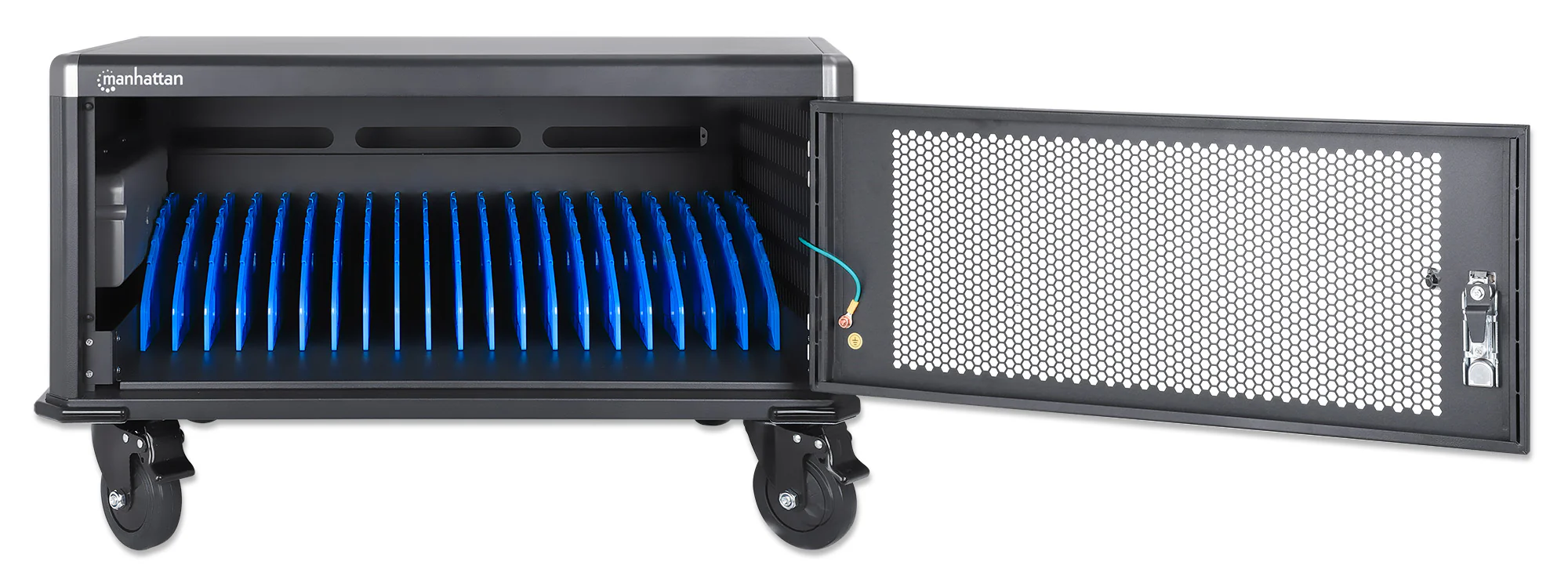 MHT-181181 ตู้ชาร์จอุปกรณ์อิเล็กทรอนิกส์แบบรถเข็น (AC 220 Volts/3080 Watts Charging Cart) รุ่น 20 ช่องเสียบ สำหรับประเทศไทย