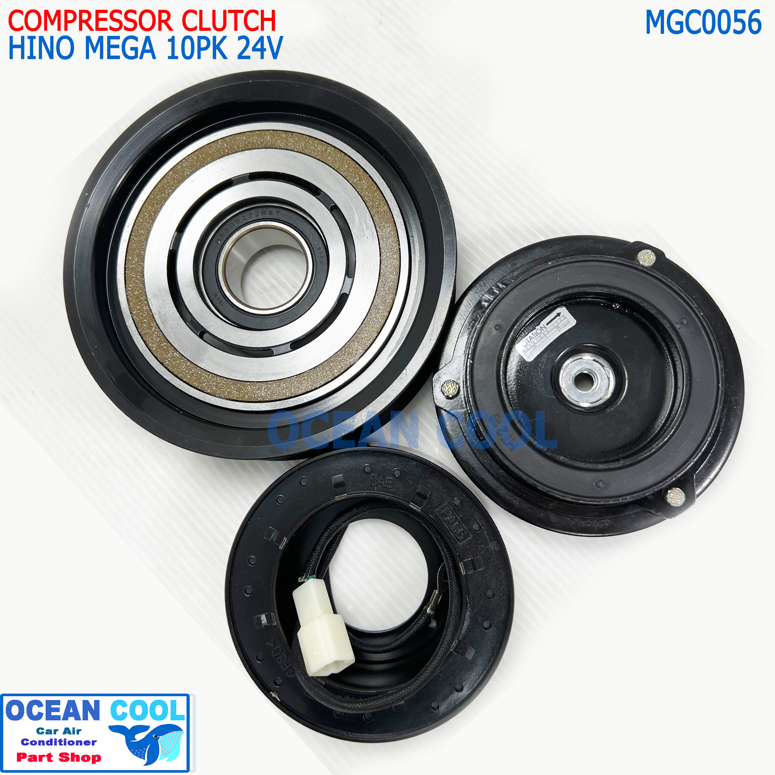 คลัชคอมแอร์ Hino Mega ร่อง 10PK 24v MGC0056 ค อม 10S,10PA ร่อง 10PK 24v. 135mm หน้าคลัชคอมแอร์ ฮีโน่ เมก้า สายพานร่องฟัน ครัชคอมแอร์ หน้าครัชคอมแอร์