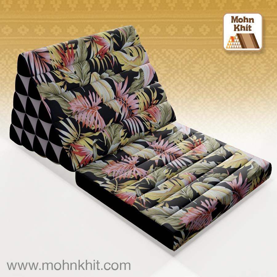 หมอนสามเหลี่ยม"ฮาวาย"15 ช่องติดเบาะ1พับ 55x90x36Cm Tri-angle kapok Hawaiian pattern Traditional Floor Cushions 15 holes with 1 part of mattress.