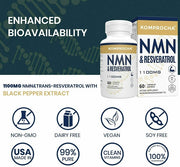 Komprocha NMN & Resveratrol 1100 mg 60 capsules อาหารเสริมย้อนวัย Anti-Aging