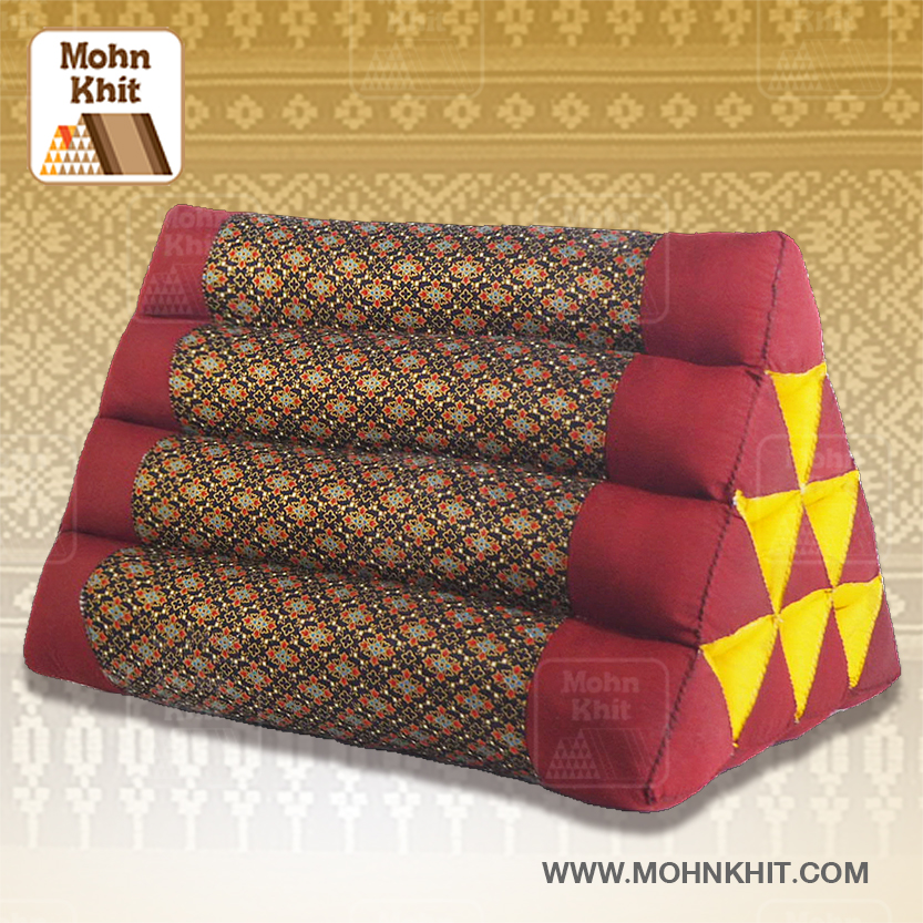 หมอนสามเหลี่ยม10ช่อง50x28x30Cm.Decorate design Triangle kapok 100%Traditional Floor Cushions 10 holes.