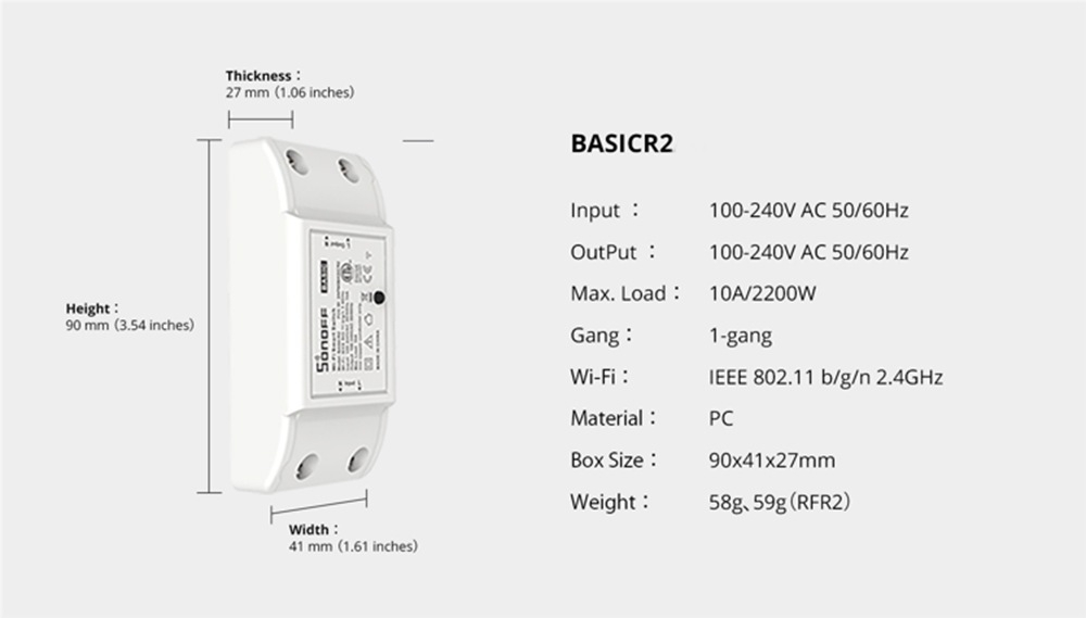 Sonoff basic R2 สวิตช์ Wi-Fi สามารถควบคุมเปิดปิด ตั้งเวลาผ่านสมาร์ทโฟน