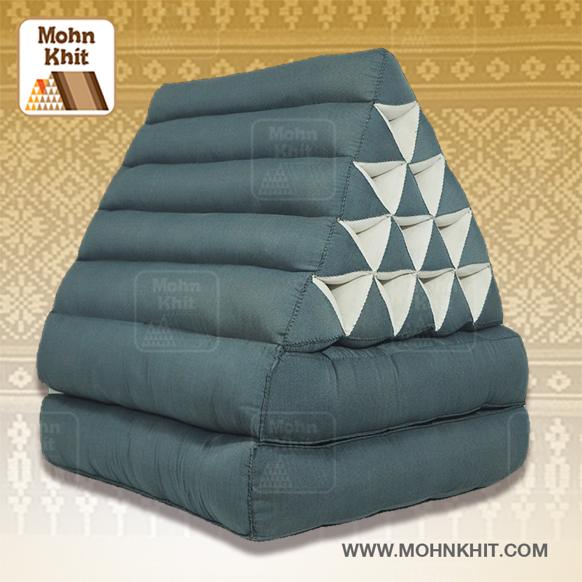 หมอนสามเหลี่ยม15 ช่องเบาะ 2 พับเบาะ60x135x10cm //Triangle kapok Floor Cushions Traditional Pillow 15 holes with 2 part of mattress.