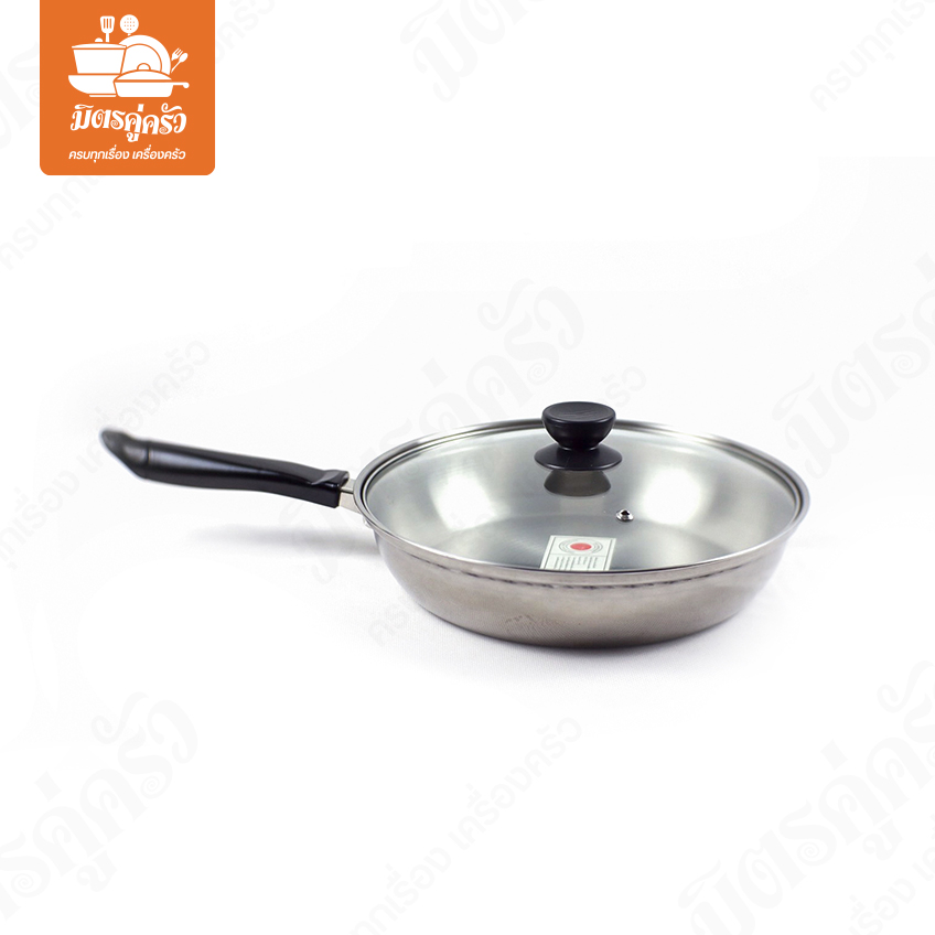 กระทะท้องแบน 26 ซม. พร้อมฝาแก้ว - BC