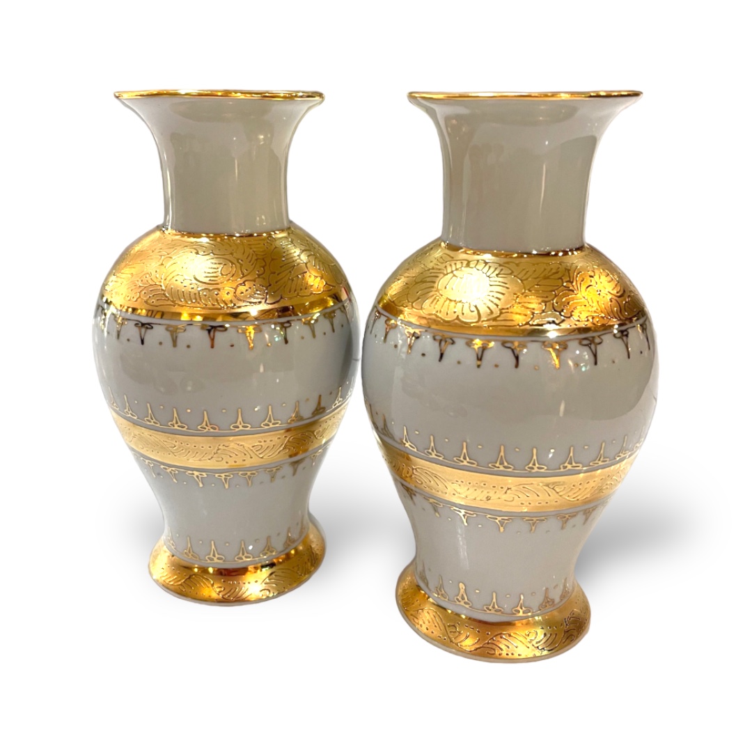 ชุดเบญจรงค์ สีขาวทอง ขนาด 6 นิ้ว