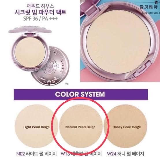 แป้งฝุ่นอัดแข็ง Etude House Secret Beam Powder Pact SPF36/PA+++ สี Natural Pearl Beige