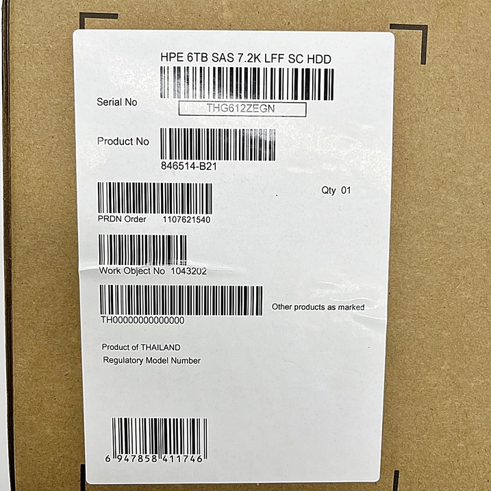 NEW HP 846514-B21 [TorCompTH Thailand ขายจำหน่าย ราคา] HP 6TB 7.2K 12G SAS 512n MDL DS 3.5IN HDD for G8-G10