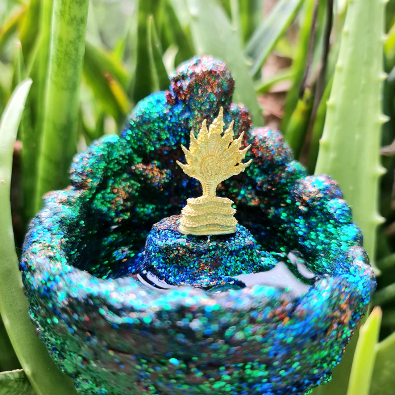 พญานาค 9เศียร 1องค์+ฐานรองถ้ำมรกต,หอยสังข์,ถ้ำภูลังกา ใส่น้ำได้ โชคลาภถูกเลขเบอร์ใหญ่ ปลุกเสกแล้ว แถมยันต์ลูกแก้ว