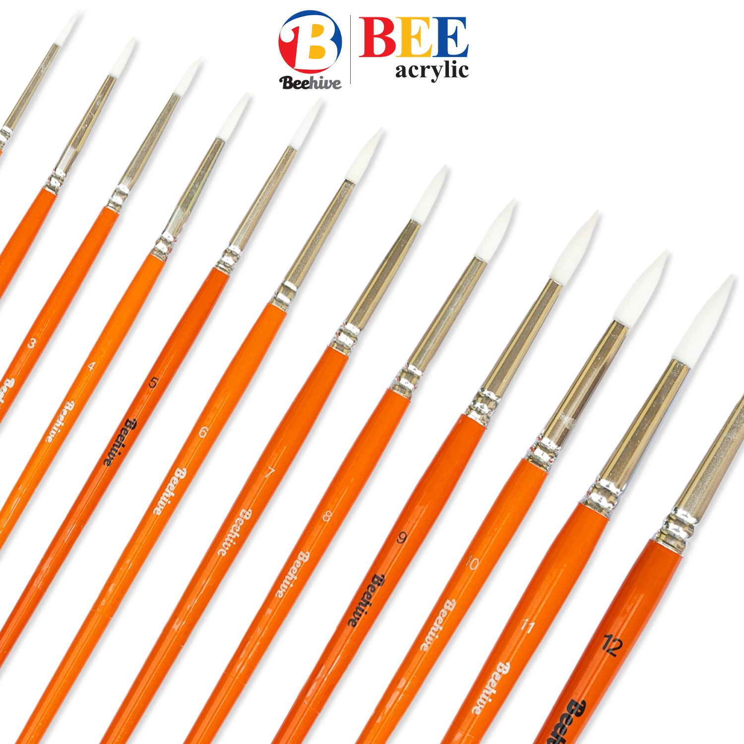 พู่กัน BEE สีน้ำ สีอะคริลิค ชนิดกลม ขนนุ่ม แข็งแรง (ซื้อขั้นต่ำ 2 ด้าม) Beehive