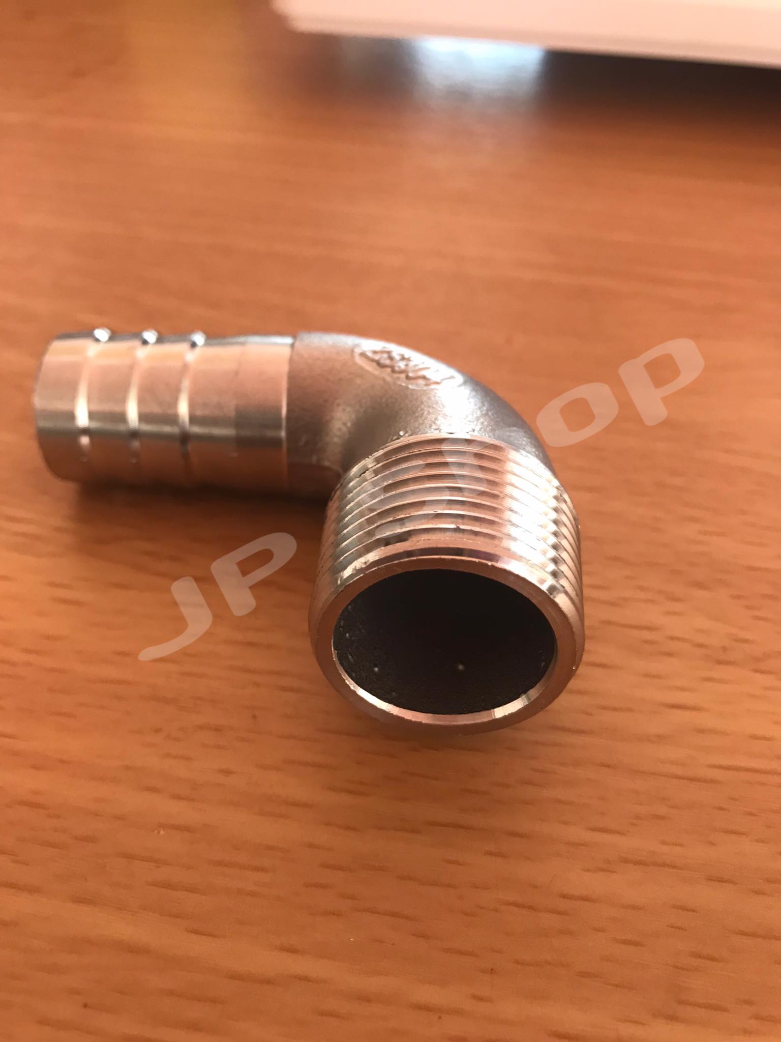 ข้องอ ขนาด6หุน เกลียวนอก หางไหล สแตนเลส304 #67515