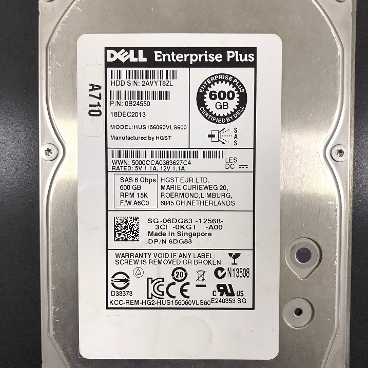REF, Dell EqualLogic 06DG83 / 6DG83 / 0B24550 [TorCompTH Thailand - ขาย จำหน่าย ราคา] Dell 600GB 15K 6G SAS 3.5IN HDD HUS156060VLS600 for Dell EqualLogic