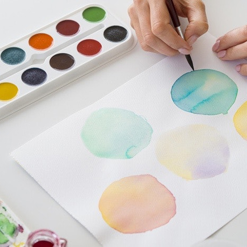 สีน้ำก้อน สีน้ำหลุม ตลับ 12 สี Master Art