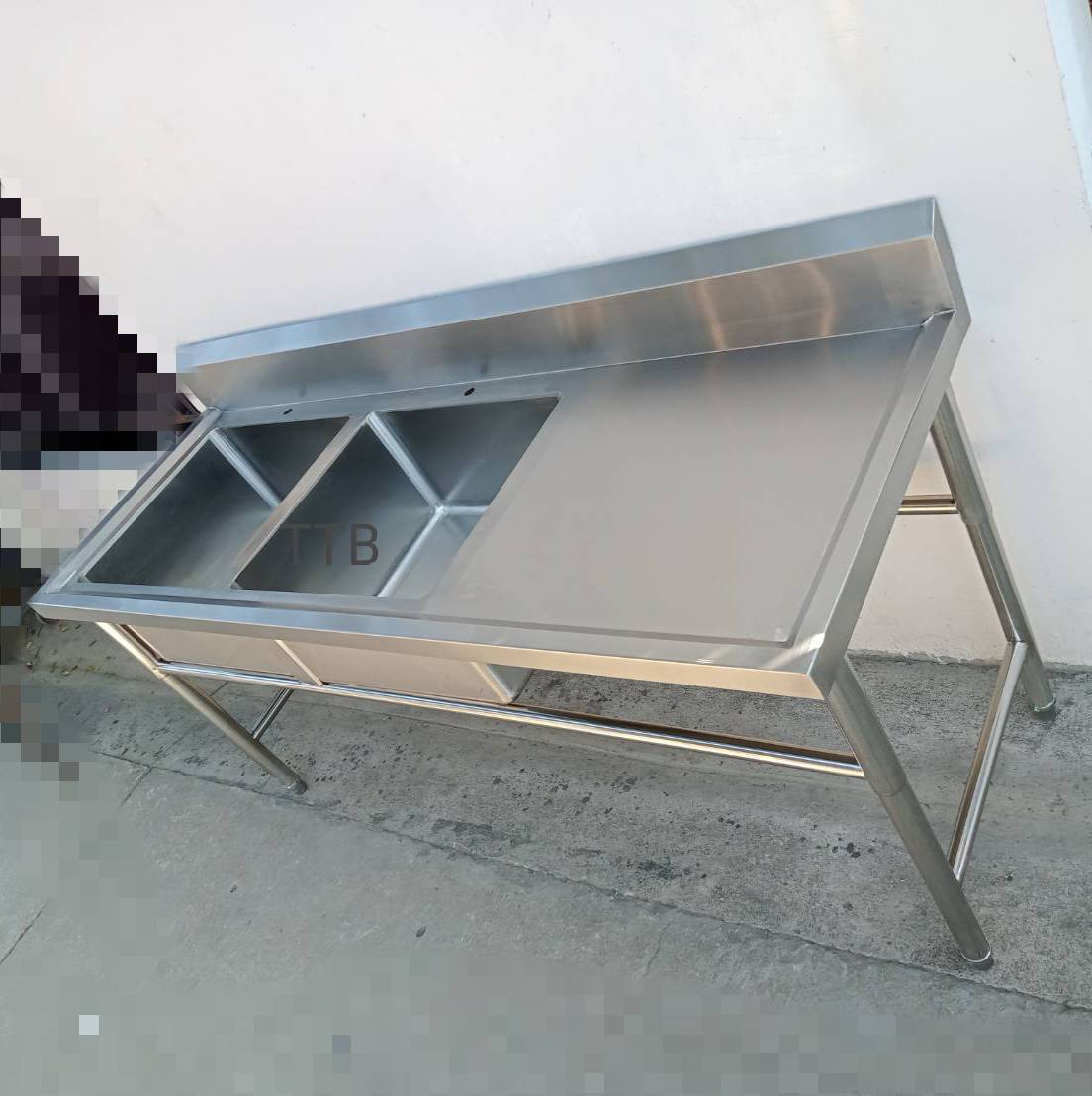 ซิงค์ล้างจานสแตนเลส 2 หลุมลึกพิเศษพร้อมที่พักจานขวา รุ่น: SWSCD-186580HR