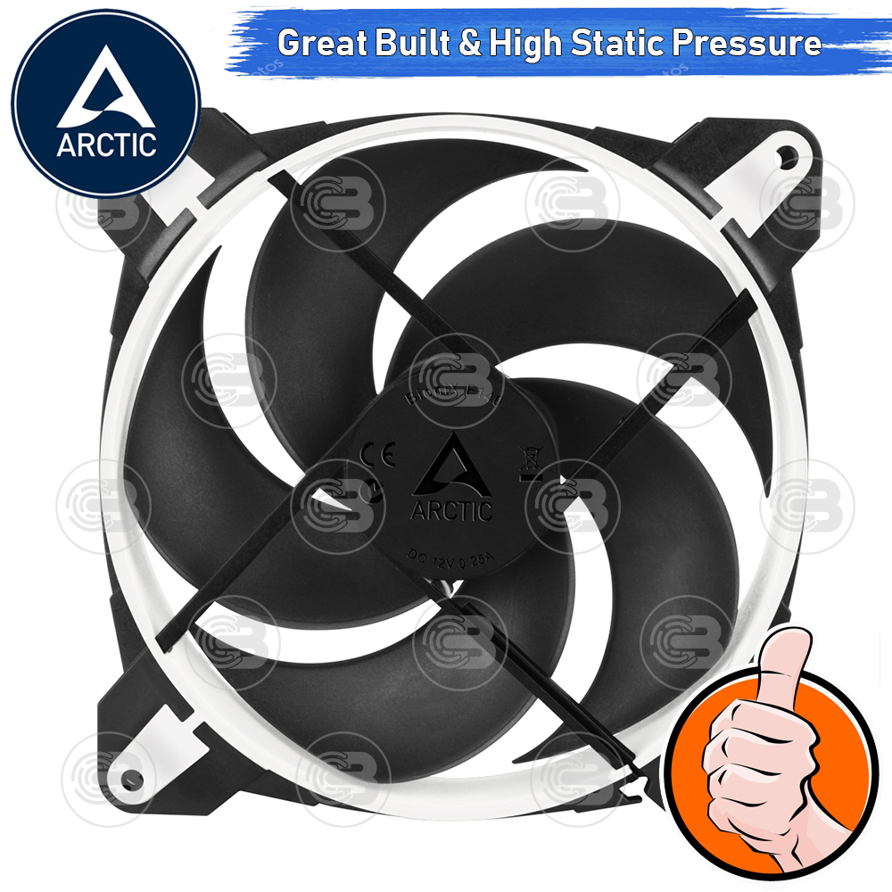 [CoolBlasterThai] ARCTIC BioniX P140 Black-White Pressure-optimised with PWM PST(size 140 mm.) PC Fan Case ประกัน 10 ปี