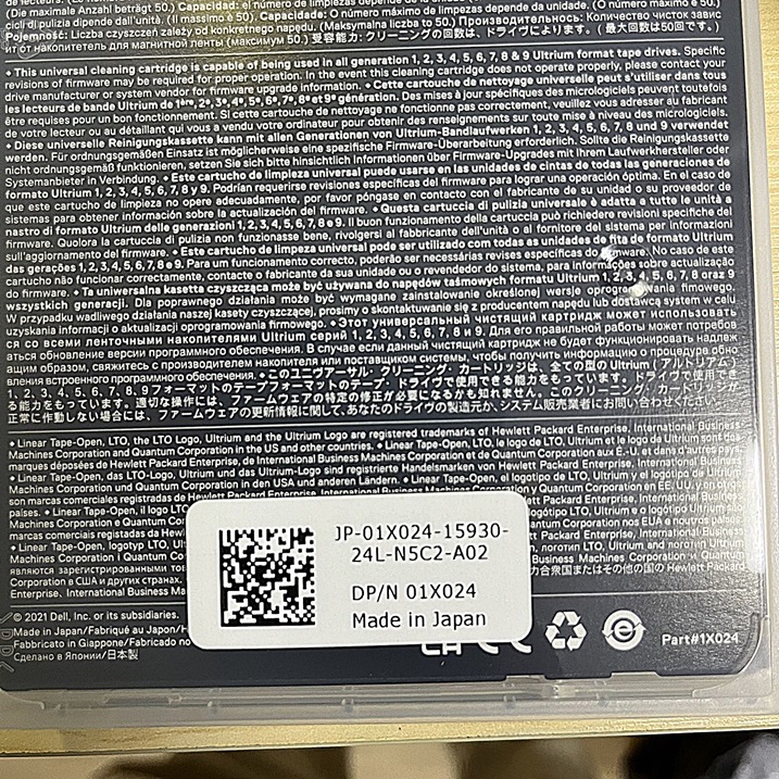 Dell 01X024 [TorCompTH Thailand ขาย จำหน่าย ราคา] Dell Ultrium LTO Universal Cleaning Cartridge Tape for LTO Tape Drives