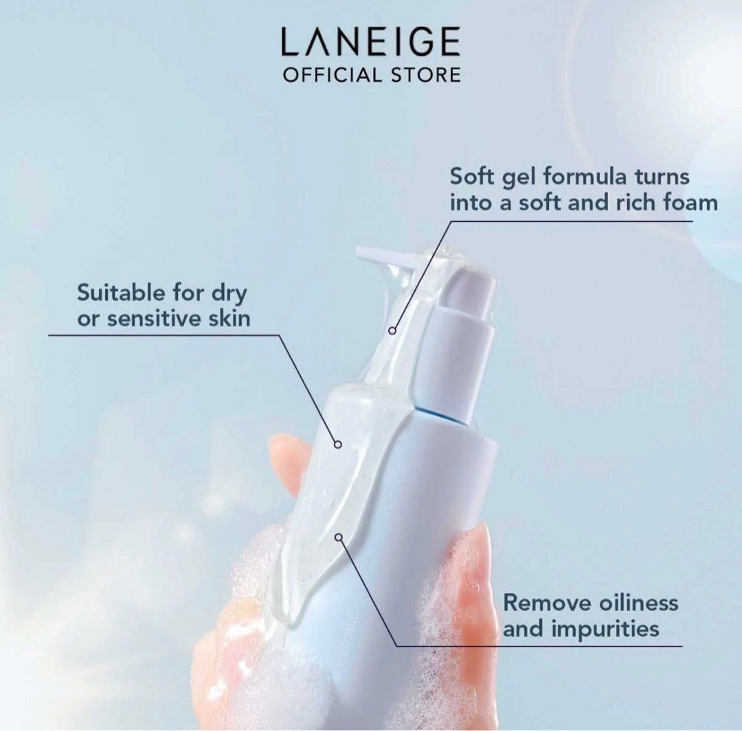 คลีนซิ่งเจล Laneige Water Bank Blue Hyaluronic Cleansing Gel 30ml. ขนาดทดลอง (1หลอด)