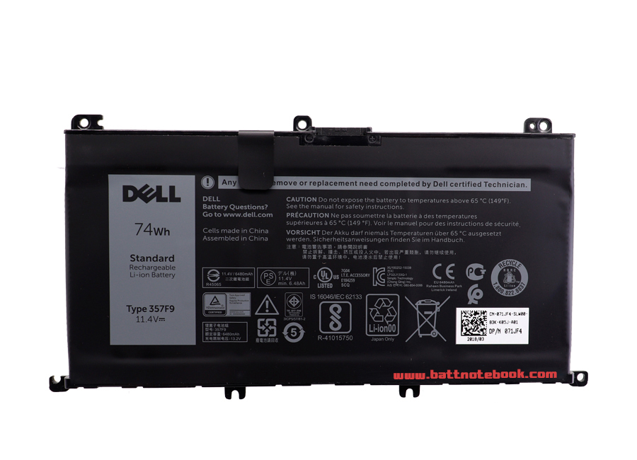 Battery DELL Inspiron 7559 357F9 74Whr แบตเตอรี่ Dell 15 7000 Series แท้ แบตเตอรี่โน๊ตบุ๊ค Dell 7559 แท้ รับประกันศูนย์ Dell Thailand