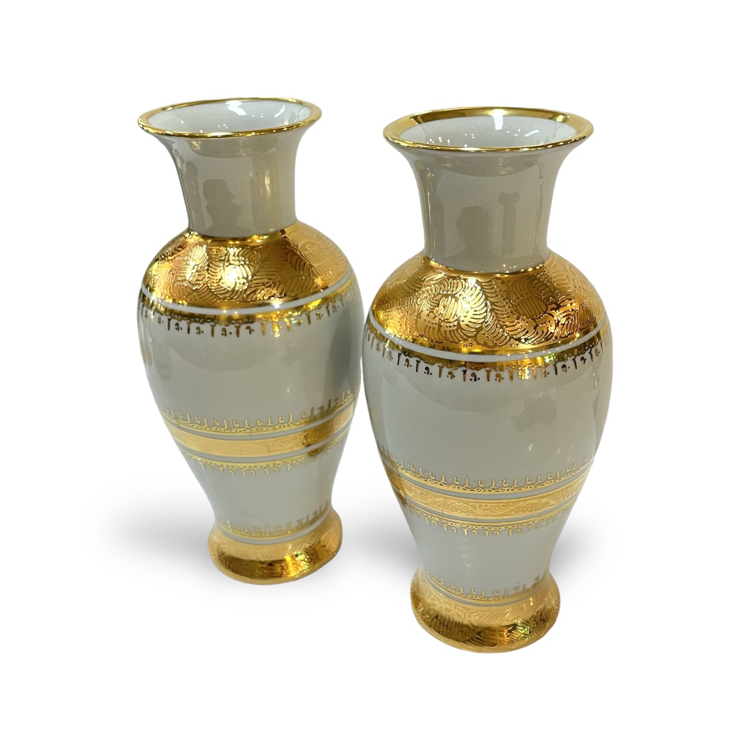 ชุดเบญจรงค์ สีขาวทอง ขนาด 10 นิ้ว