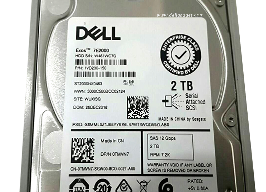 HDD Dell 2TB 7.2K NLSAS12gbps 2.5" ฮาร์ดดิส Dell R330 R430, R630, R730 T330 T430 T630 Harddisk Server Dell ราคา พิเศษ
