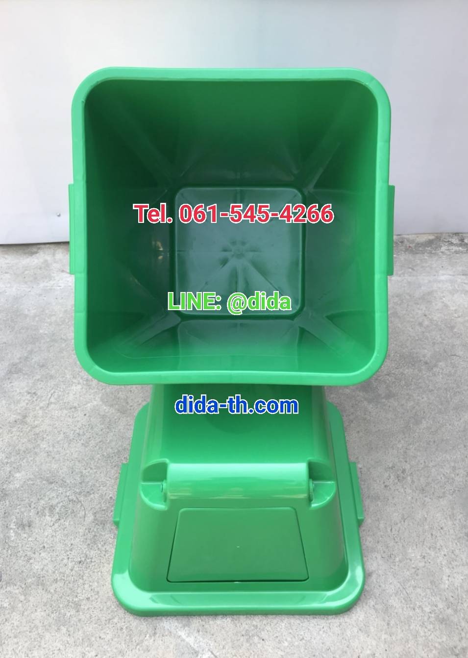 ถังขยะเทศบาล พลาสติก พร้อมฝาครอบทรงสูง ทรงเหลี่ยม120 ลิตร