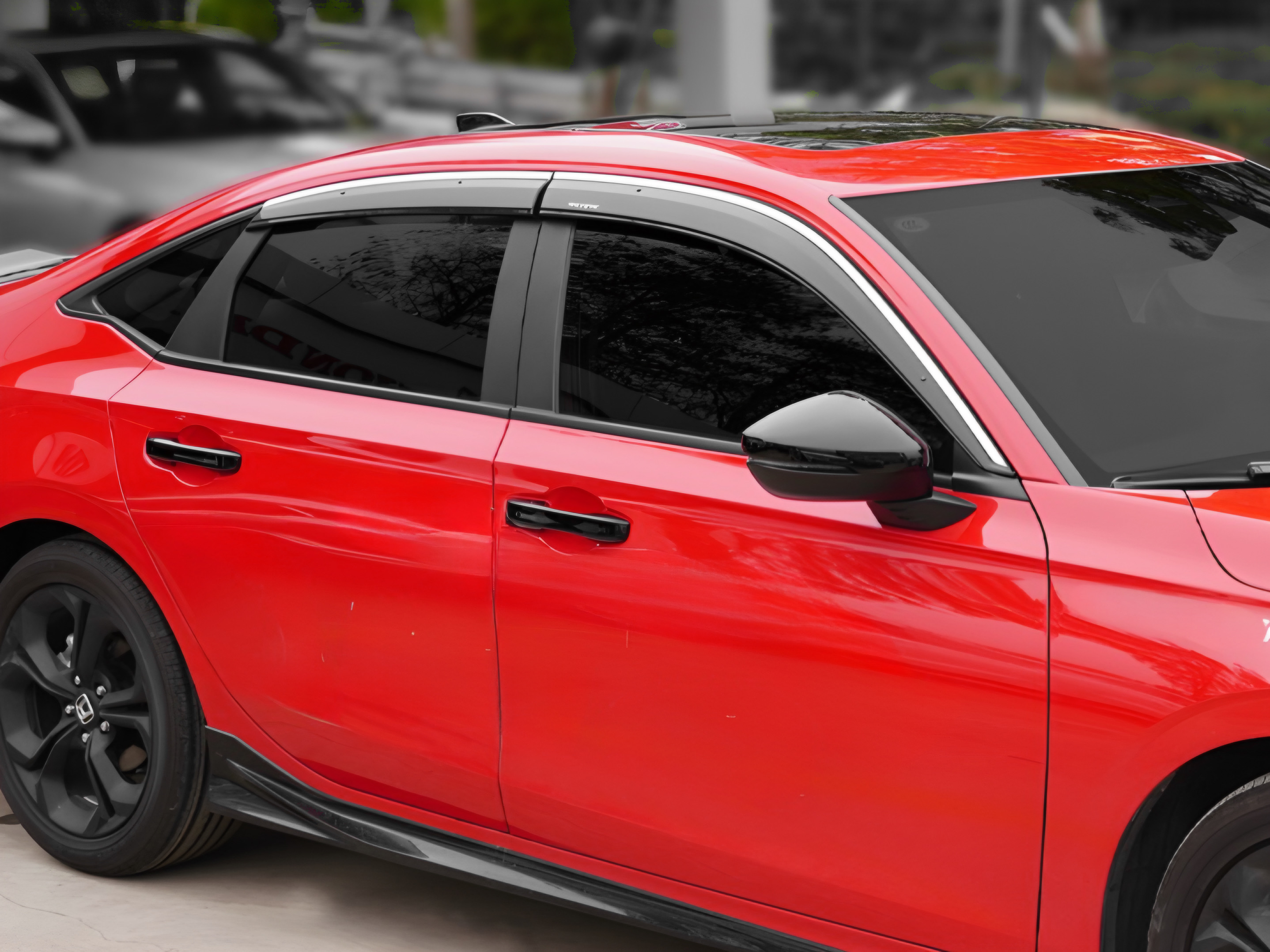 กันสาด Honda Civic FE 2022-2027 พร้อมคิ้วโครเมียมสแตนเลส