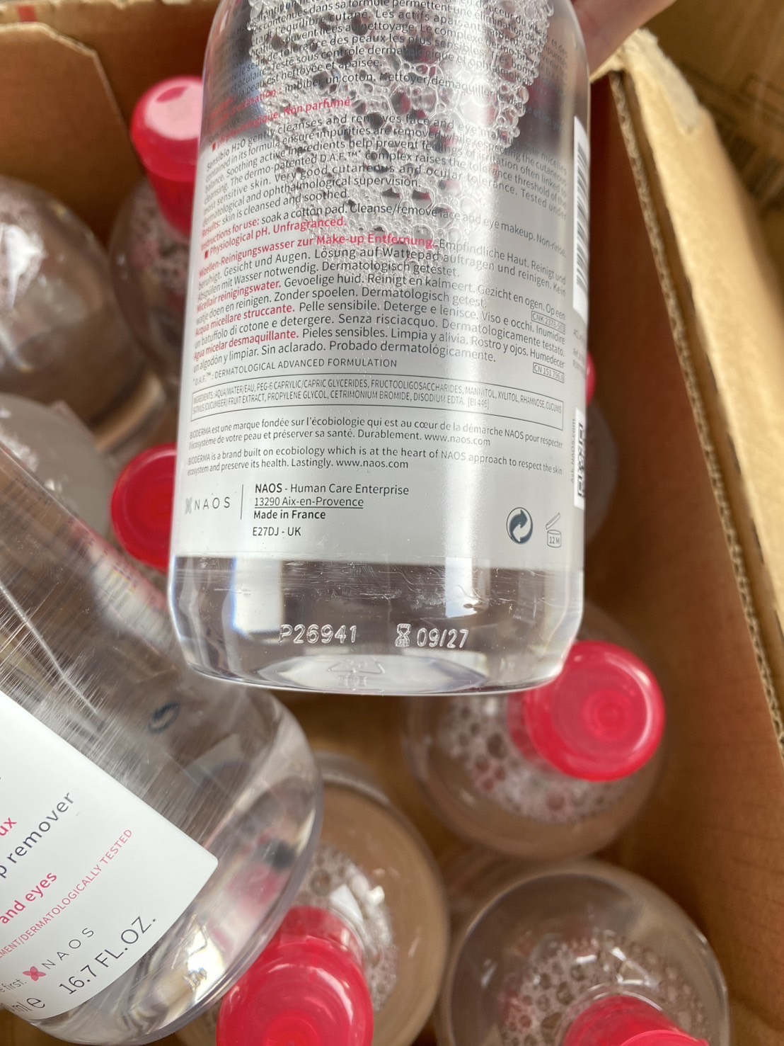 Bioderma Sensibio H2O Solution Micellaire 500ml. ฝาชมพู สำหรับผิวแพ้ง่าย-ผิวแห้ง-ผิวธรรมดา (1ขวด)