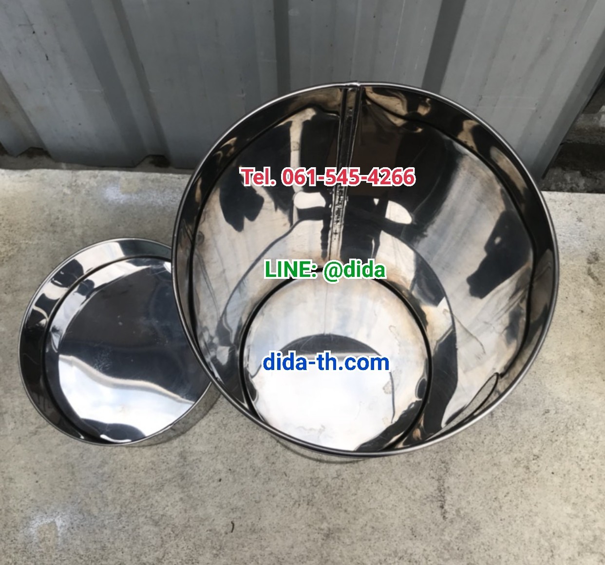 ถังขยะสเตนเลส พร้อมที่เขี่ยบุหรี่ คอตั้ง 8"