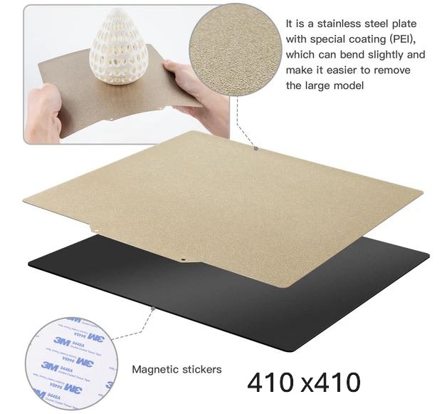 410 x 410 magnetic PEI Flex plate / พลัง 410x410 สร้างแผ่นแม่เหล็กที่มีความยืดหยุ่นด้วย PEI.พร้อมส่ง