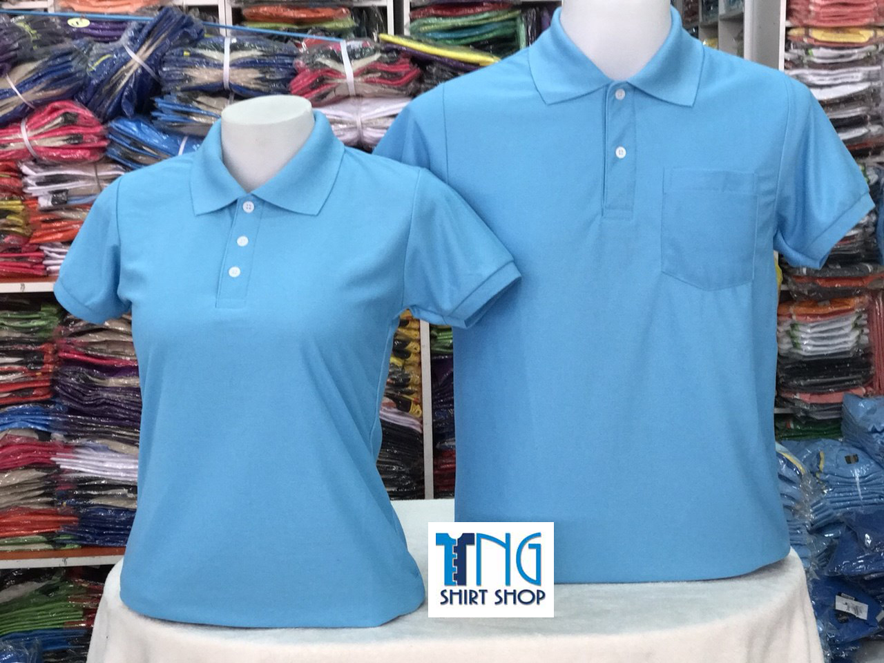PLC Premium TC PLC POLO เสื้อโปโล เสื้อคอปก ยูนิฟอร์ม สีฟ้าล้วน
