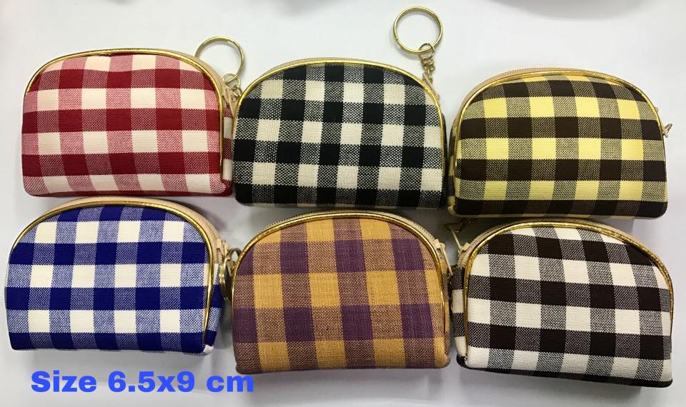 พวงกุญแจ กระเป๋าเหรียญผ้าขิด ของขวัญ ของชำรวย 7x9x cm// Keychain Coin Bag