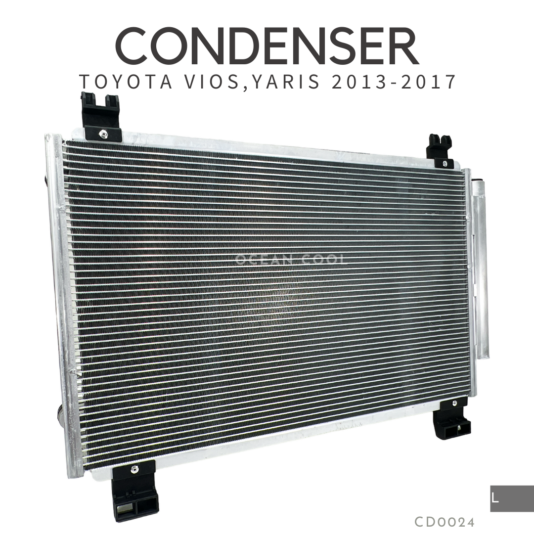 แผงแอร์ โตโยต้า วีออส , ยาริส ปี 2013 - 2017 CD0024 CONDENSER Toyota Yaris Vios 2013 - 2017 รังผึ้งแอร์ แผงรังผึ้ง แผงคอยล์ร้อน คอนเดนเซอร์