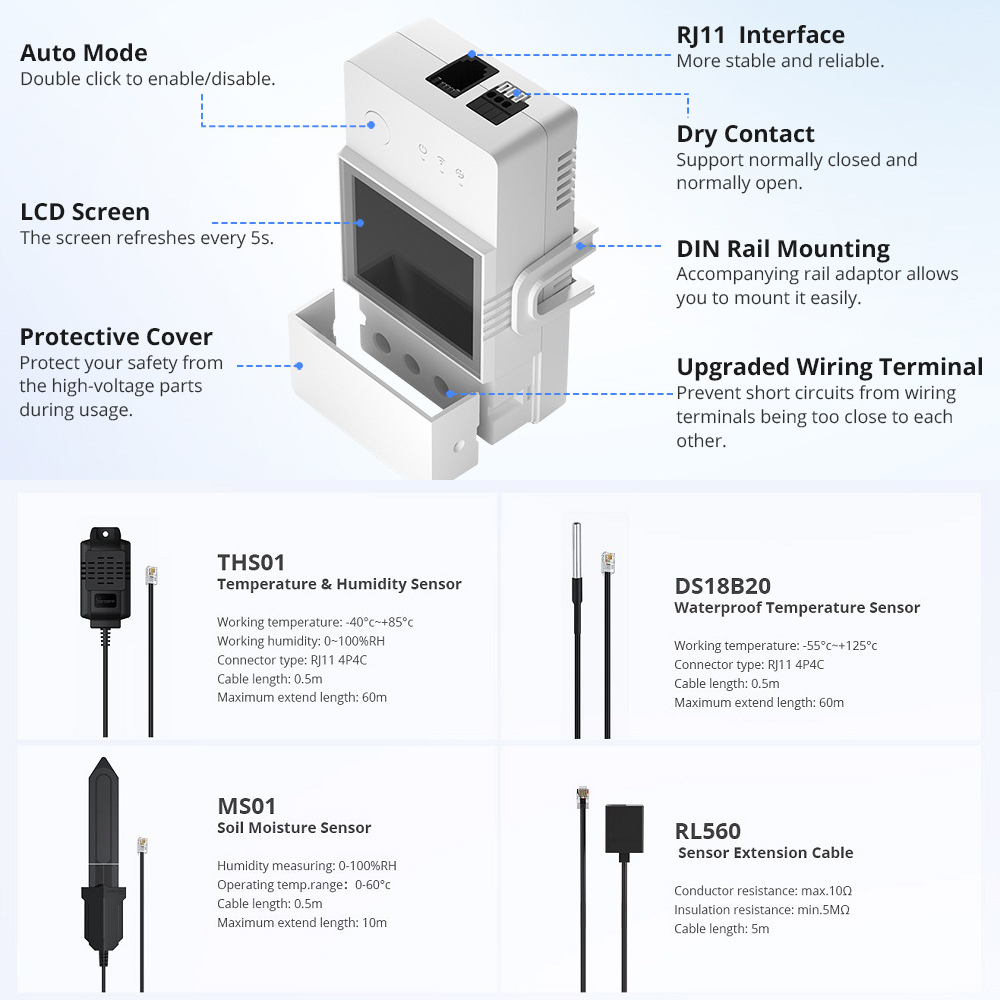 Sonoff TH Elite 16A/20A สวิตช์ตรวจสอบอุณหภูมิ และความชื้น ผ่าน eWeLink Alexa Google