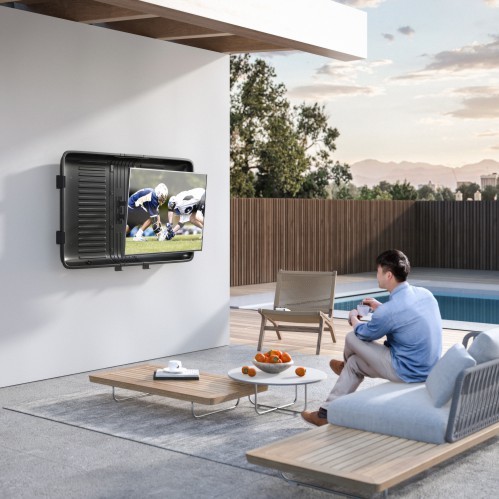 WTV-65 กล่องกันน้ำ พร้อมขาแขวนทีวีขนาด 43"- 65" แบบ Full-Motion สำหรับงานติดตั้งแบบ Outdoor TV!