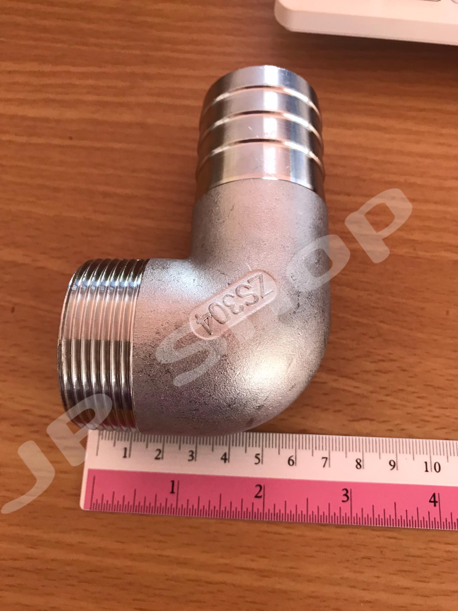 ข้องอขนาด1 1/2 นิ้วเกลียวนอก หางไหล สแตนเลส304 #28054