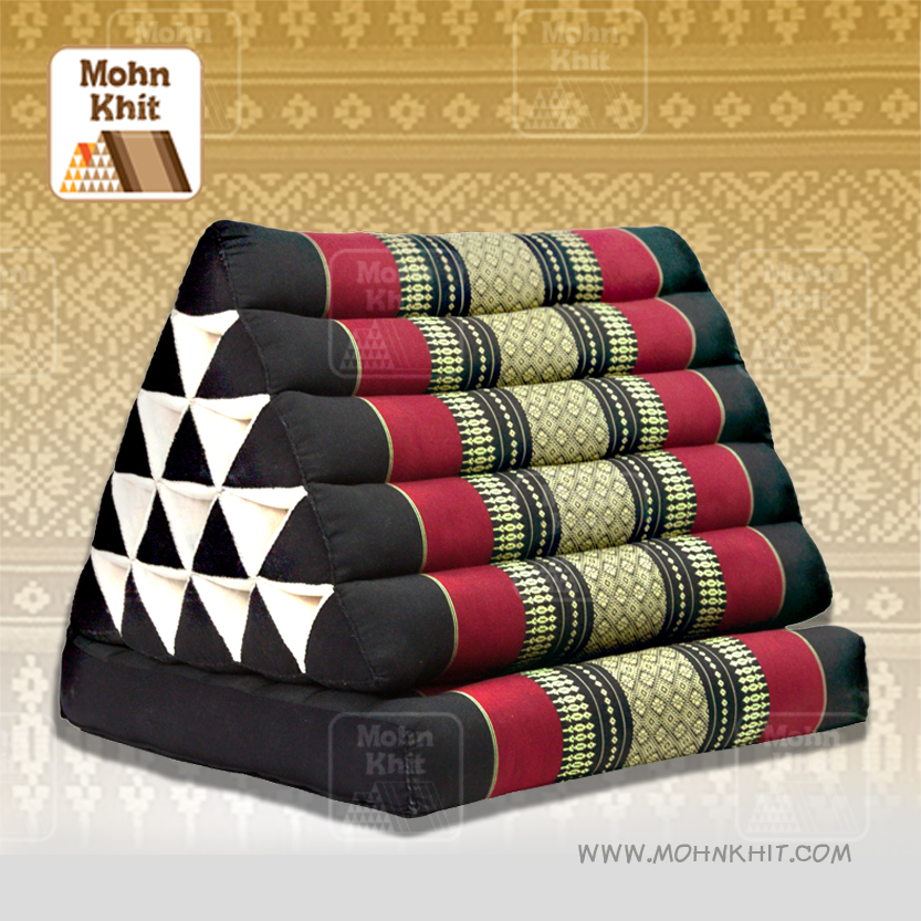 หมอนสามเหลี่ยม 15 ช่องติดเบาะ 1 พับ 55cmx76cmx36 cm Triangle Khit Thai Floor Cushions Traditional handmade 15 holes with 1 part of mattress.