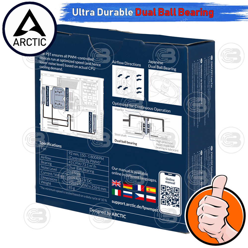 [CoolBlasterThai] ARCTIC F9 PWM PST CO BLACK (size 92 mm.) PC Fan Case ประกัน 6 ปี