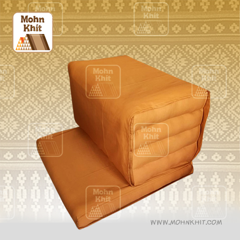 หมอนขิดเก้าลูกติดเบาะสีแก่นขนุน 40x60x90 Cm พร้อมปลอกสวม //Foldable Meditation Floor Seat 2 in 1 Set Meditation Pillow