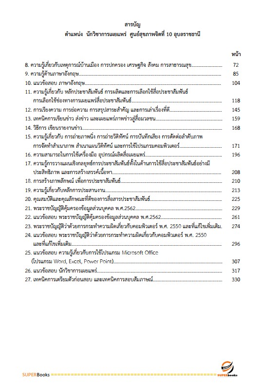 แนวข้อสอบ นักวิชาการเผยแพร่ ศูนย์สุขภาพจิตที่ 10 อุบลราชธานี