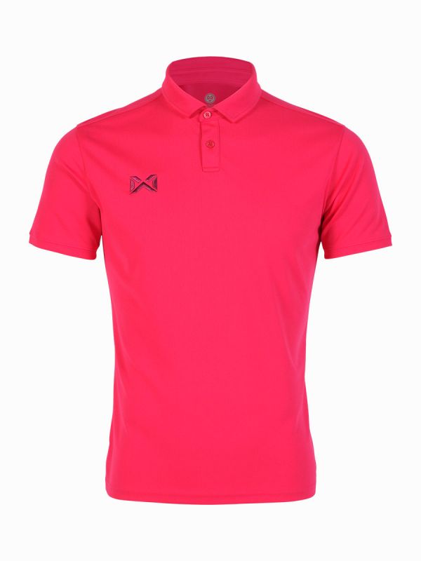 WARRIX PIN POLO Shirt เสื้อโปโล วอริกซ์ แขนสั่น ตัดต่อแบบไหล่ล้ำ สีบานเย็น P5