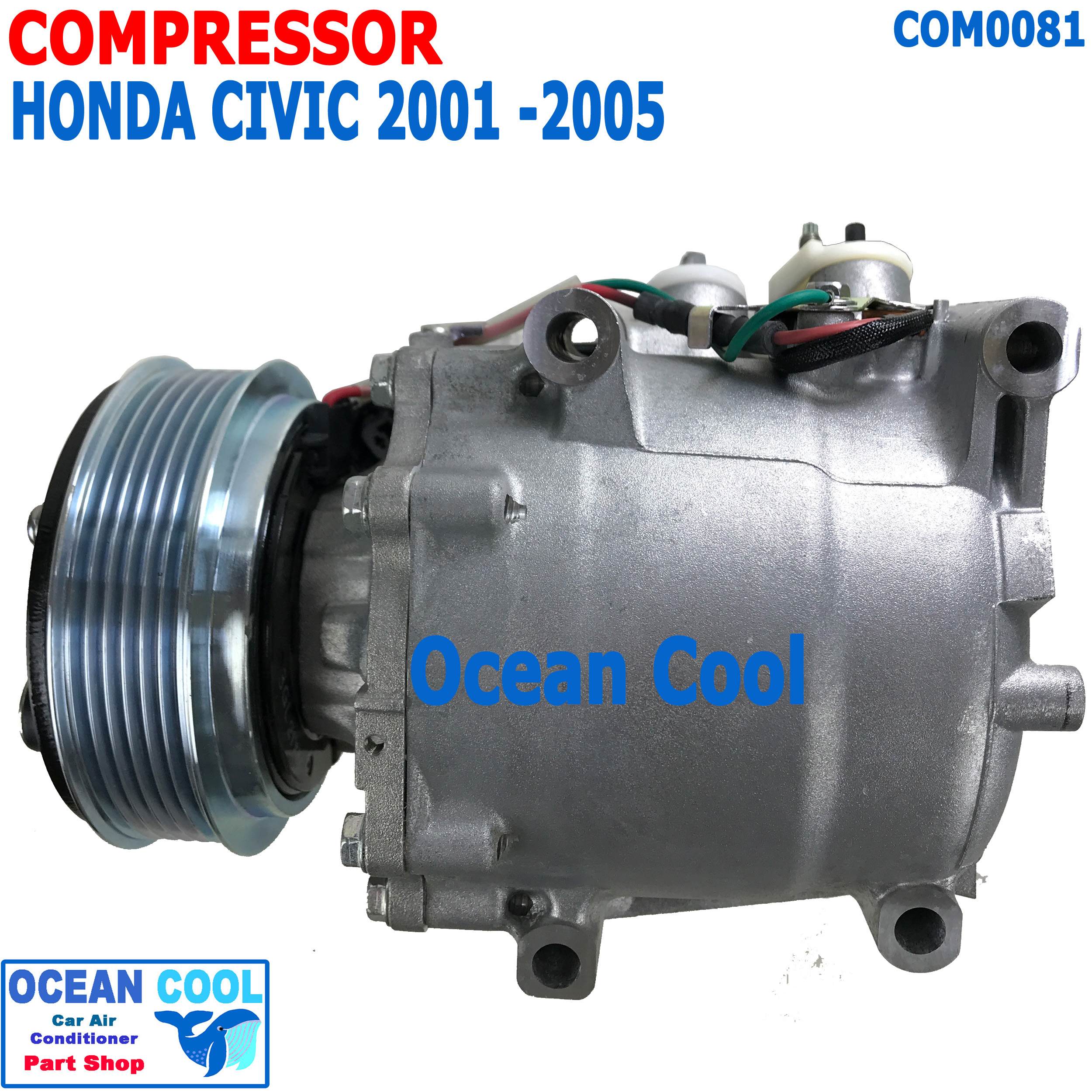 คอมเพลสเซอร์ ฮอนด้า ซีวิค 2001 - 2006 COM0081 Compressor For HONDA CIVIC VII 1.4L 16V คอมแอร์ คอม คอมเพสเซอร์ ซีวิก TRSA09 2002 2003 2004 2005